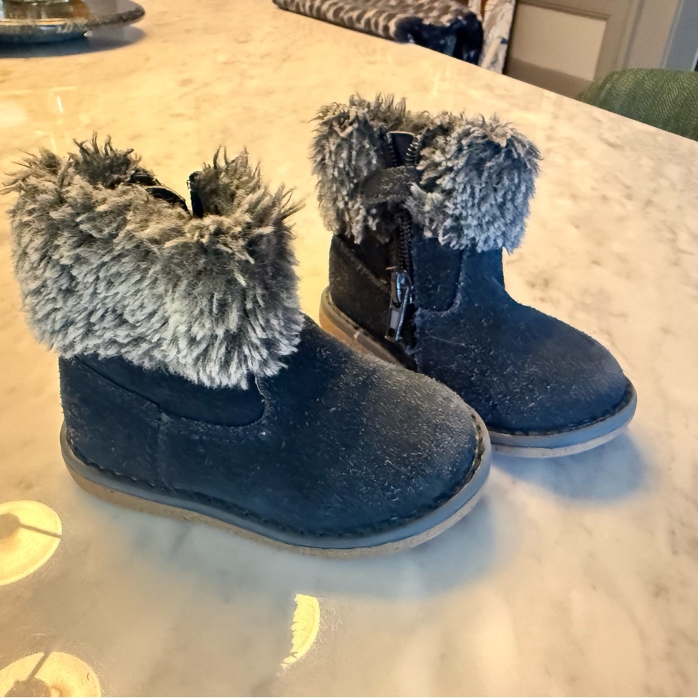 Obaïbi Faux Fur Lined Navy Blue kids Boots France size 20 = US size 5